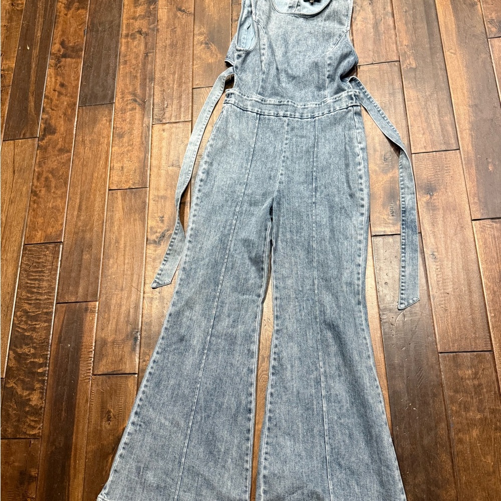 Flying Tomato Gray Denim Overalls